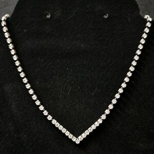 Vintage Glass Rhinestone Silver Choker Necklace